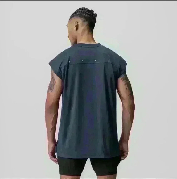 ASRV | Men's Silver-Lite 2.0  Oversized Navy 0829 Mesh Cutoff Tee - Picture 2 of 7